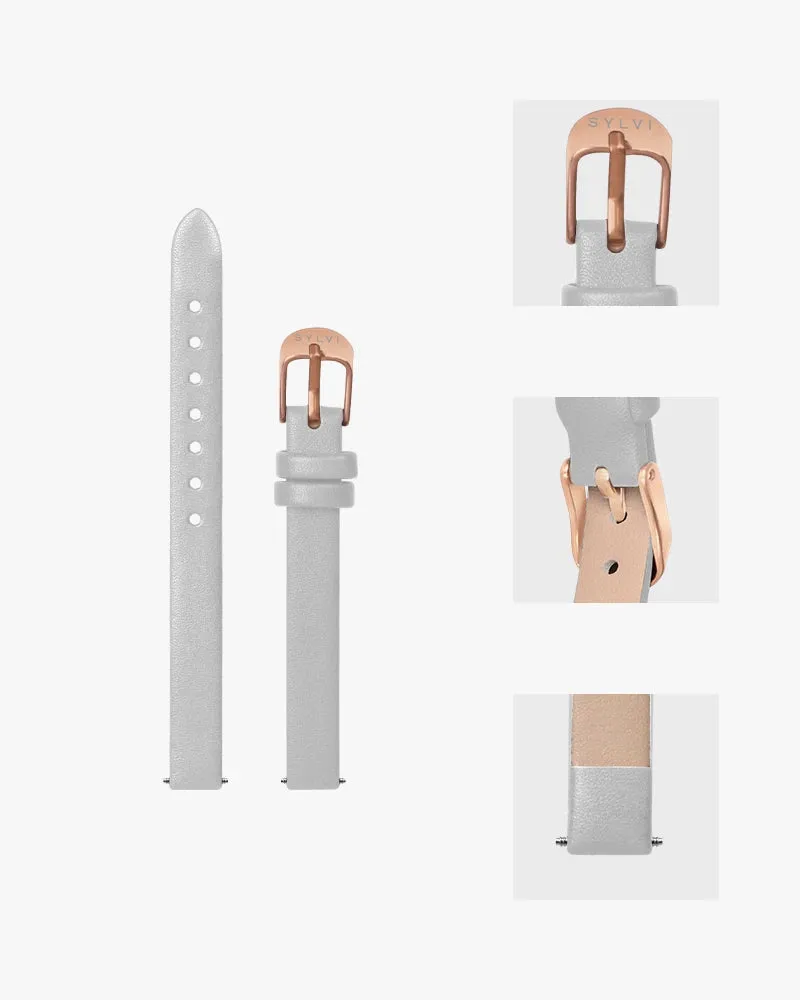 10mm Grey Rosegold Leather Strap