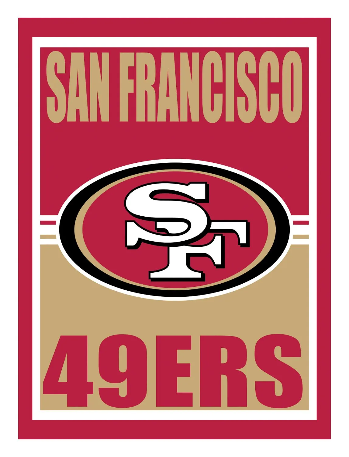 15.5"L x 11.5"H Medium Metal Wall Sign, San Francisco 49ers,6m3826usm