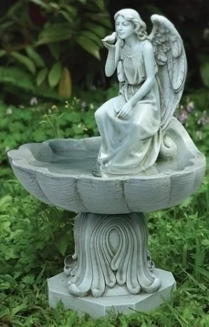 19.25"H Angel Birdbath Garden Statue