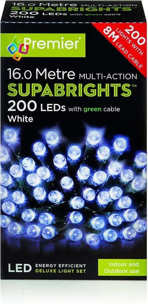 200 Multi-Action Supabrights LED White Lights with Timer