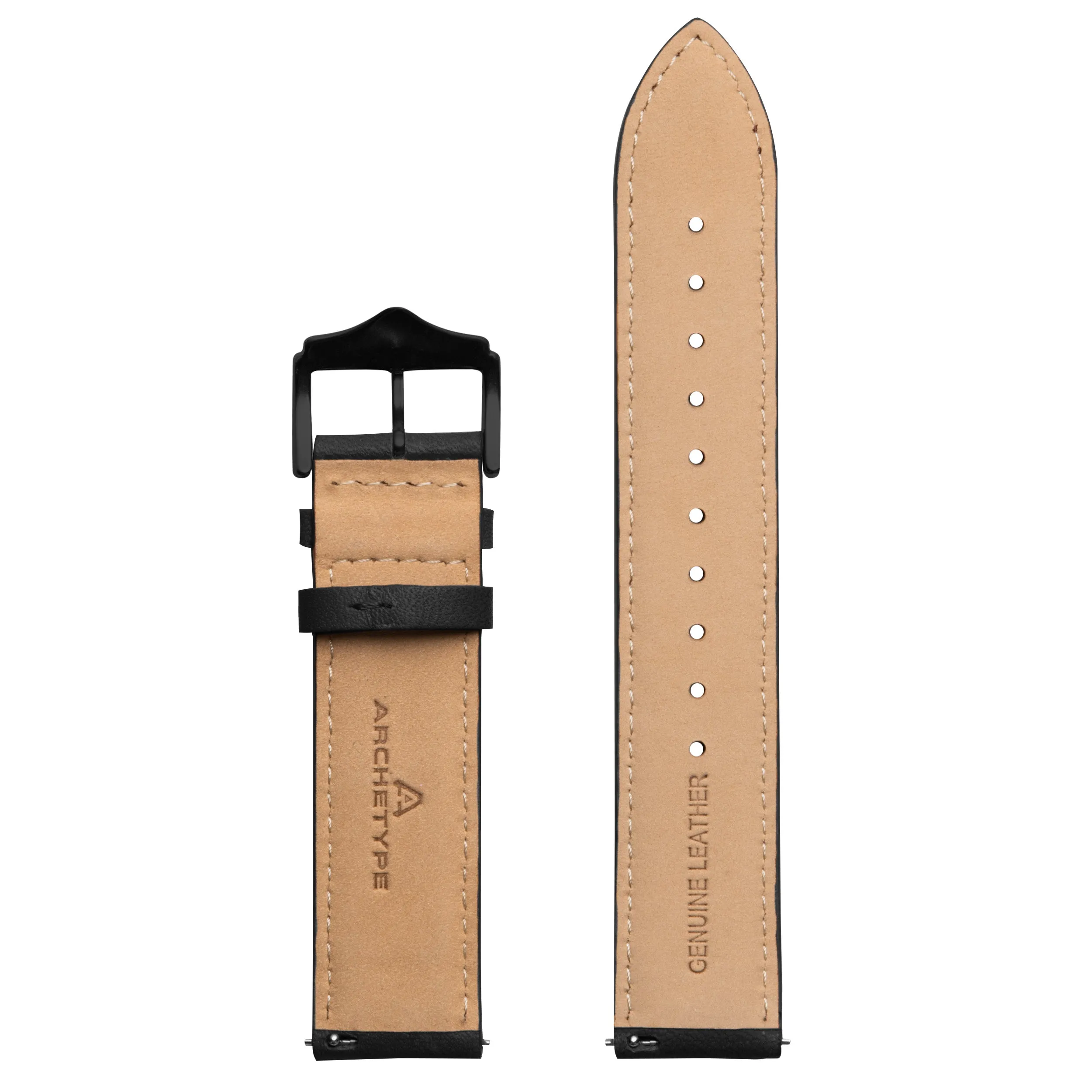 20mm Full-grain Leather Black Strap Black Buckle
