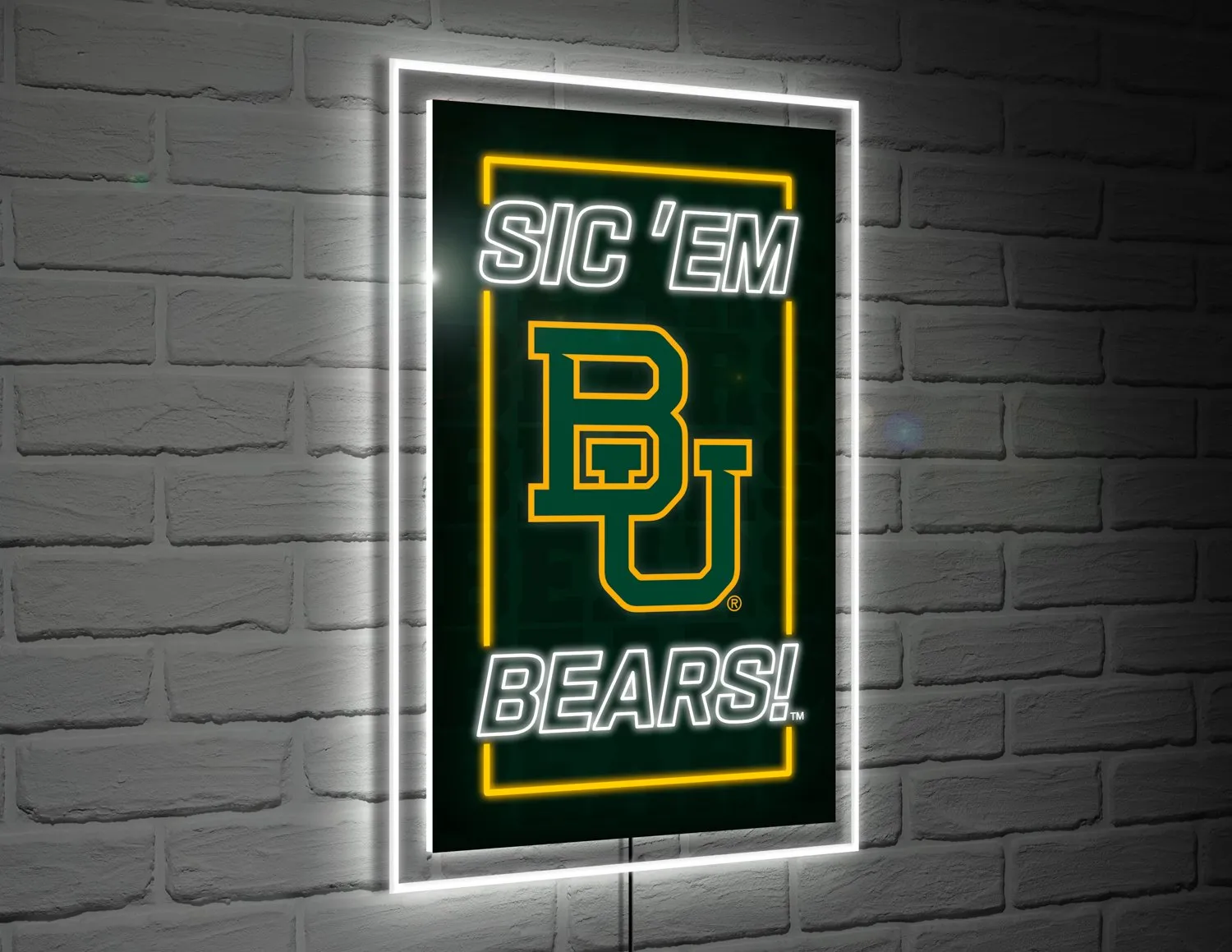 22"H x 14"L NeoLite Wall Décor, Rectangle, Baylor University,8led925nlrt