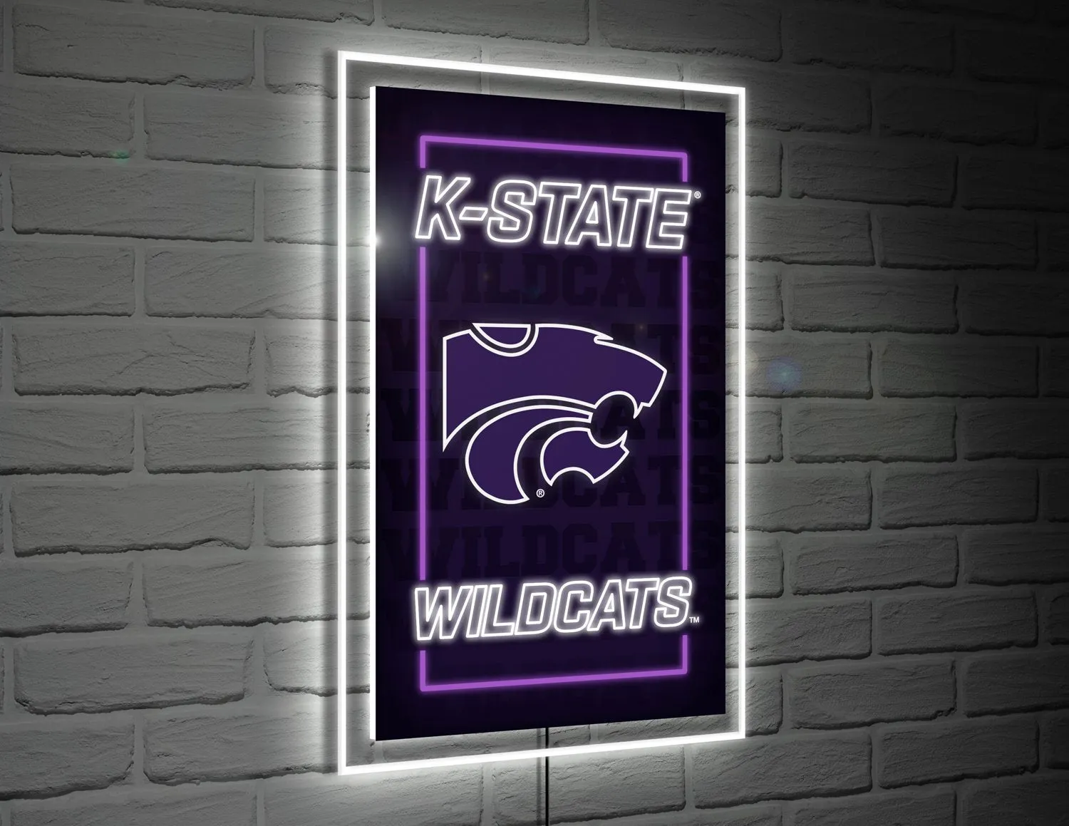 22"H x 14"L NeoLite Wall Décor, Rectangle, Kansas State University,8led943nlrt