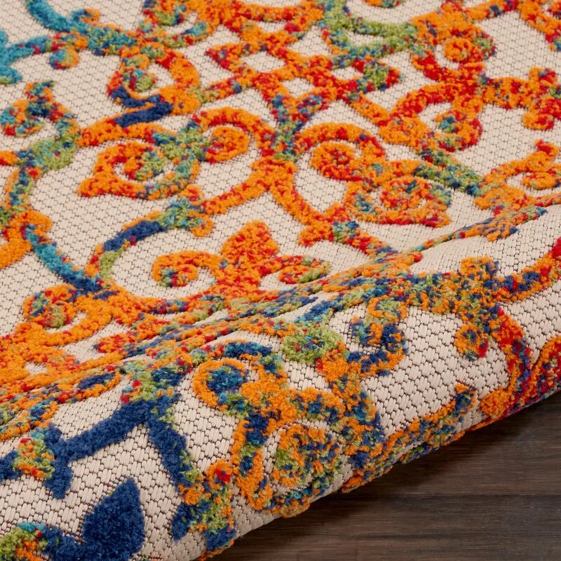 Amazing Nourison Aloha ALH21 Multicolour Easy-Care Indoor-Outdoor Rug, 5Ft 3 Inch X 7 Ft 5 Inch! Retails $175 