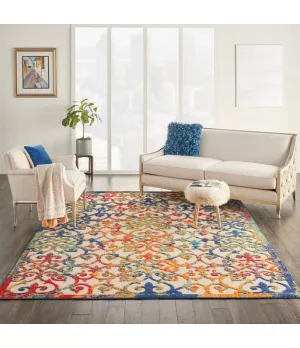 Amazing Nourison Aloha ALH21 Multicolour Easy-Care Indoor-Outdoor Rug, 5Ft 3 Inch X 7 Ft 5 Inch! Retails $175 