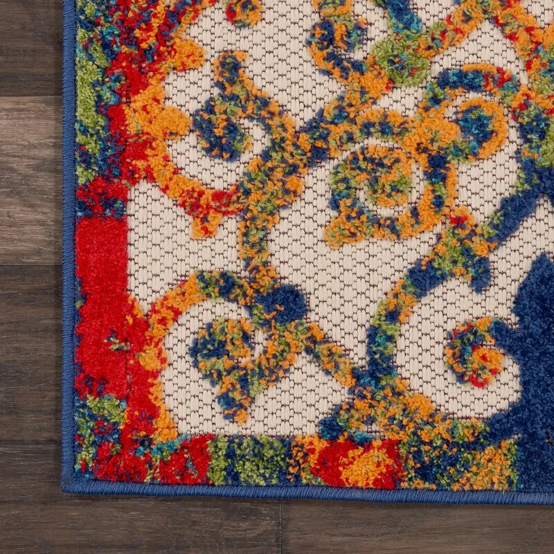 Amazing Nourison Aloha ALH21 Multicolour Easy-Care Indoor-Outdoor Rug, 5Ft 3 Inch X 7 Ft 5 Inch! Retails $175 