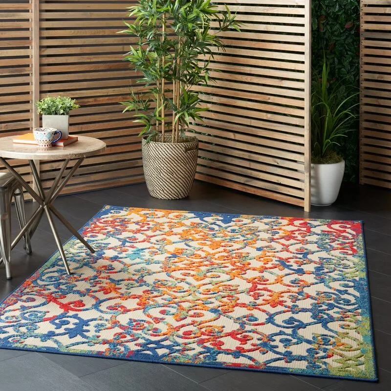 Amazing Nourison Aloha ALH21 Multicolour Easy-Care Indoor-Outdoor Rug, 5Ft 3 Inch X 7 Ft 5 Inch! Retails $175 