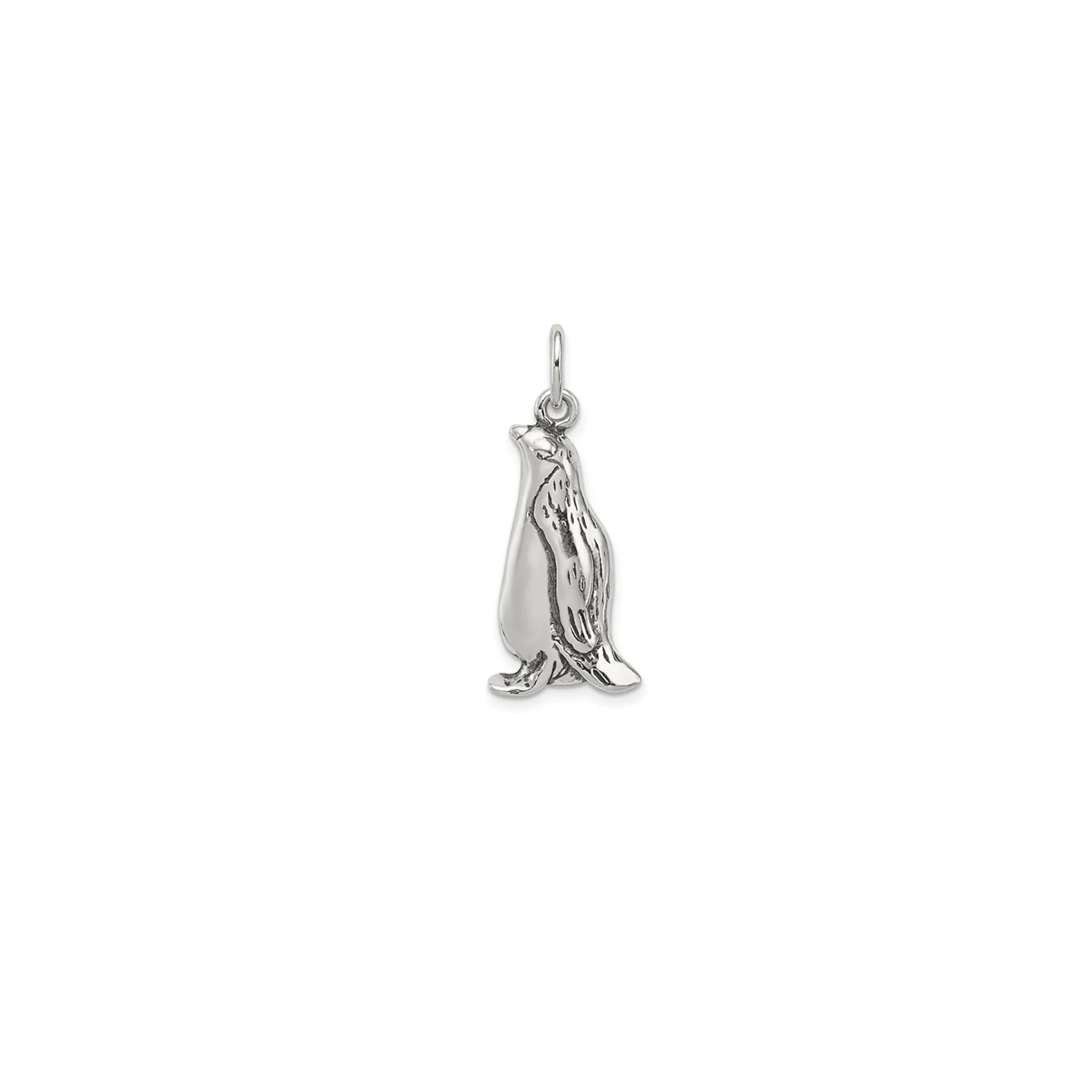Antique-Finish Penguin Pendant (Silver)