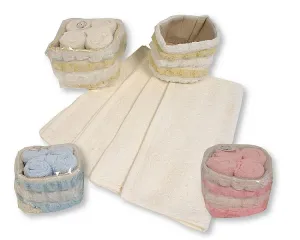 Baby 4 Pack Cotton Wash Cloths in Basket (30x30cm) (PK6) GP-25-1278
