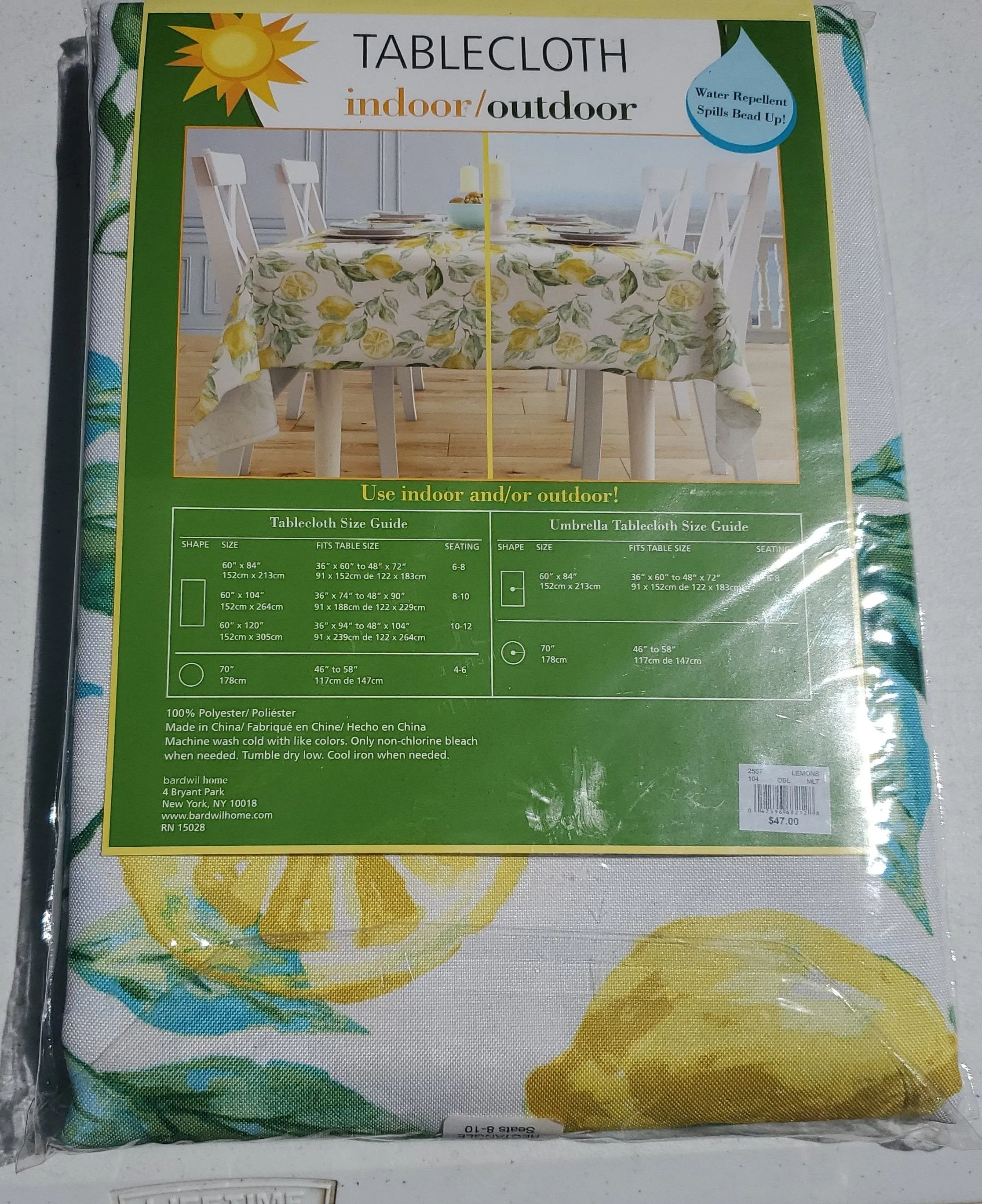 Bardwill Lemons Indoor Outdoor Tablecloth 60x104 AP4
