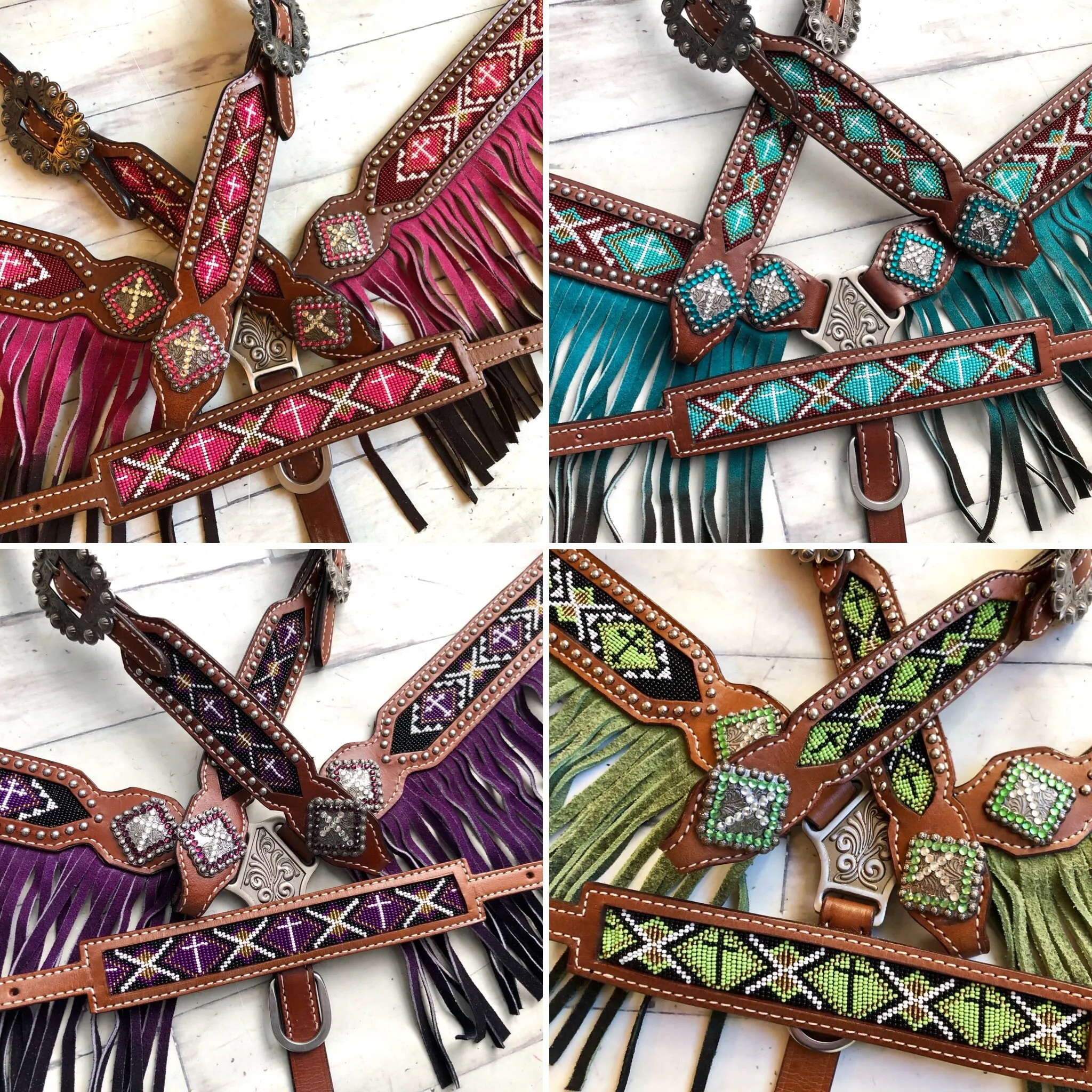 Beaded Cross Wither Straps