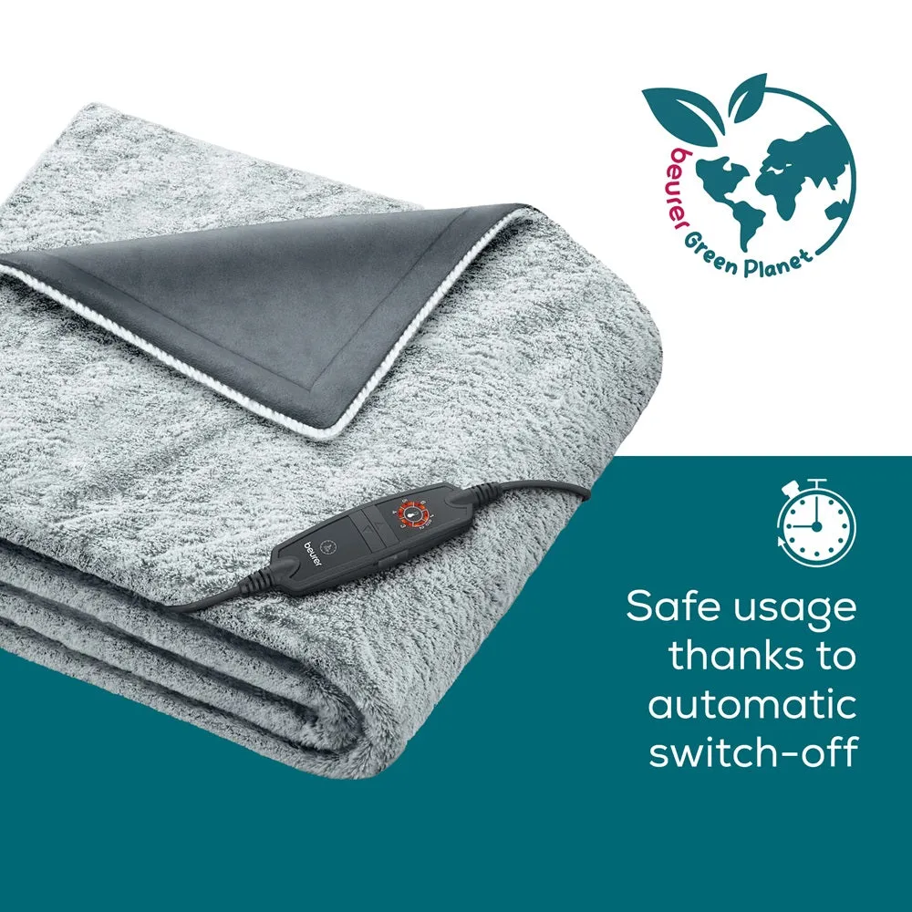 Beurer HD 75 Grey Eco Friendly Green Planet Heated Overblanket - 180x130cm