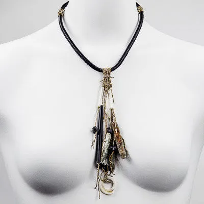 Black Leather Rope with Waterfall