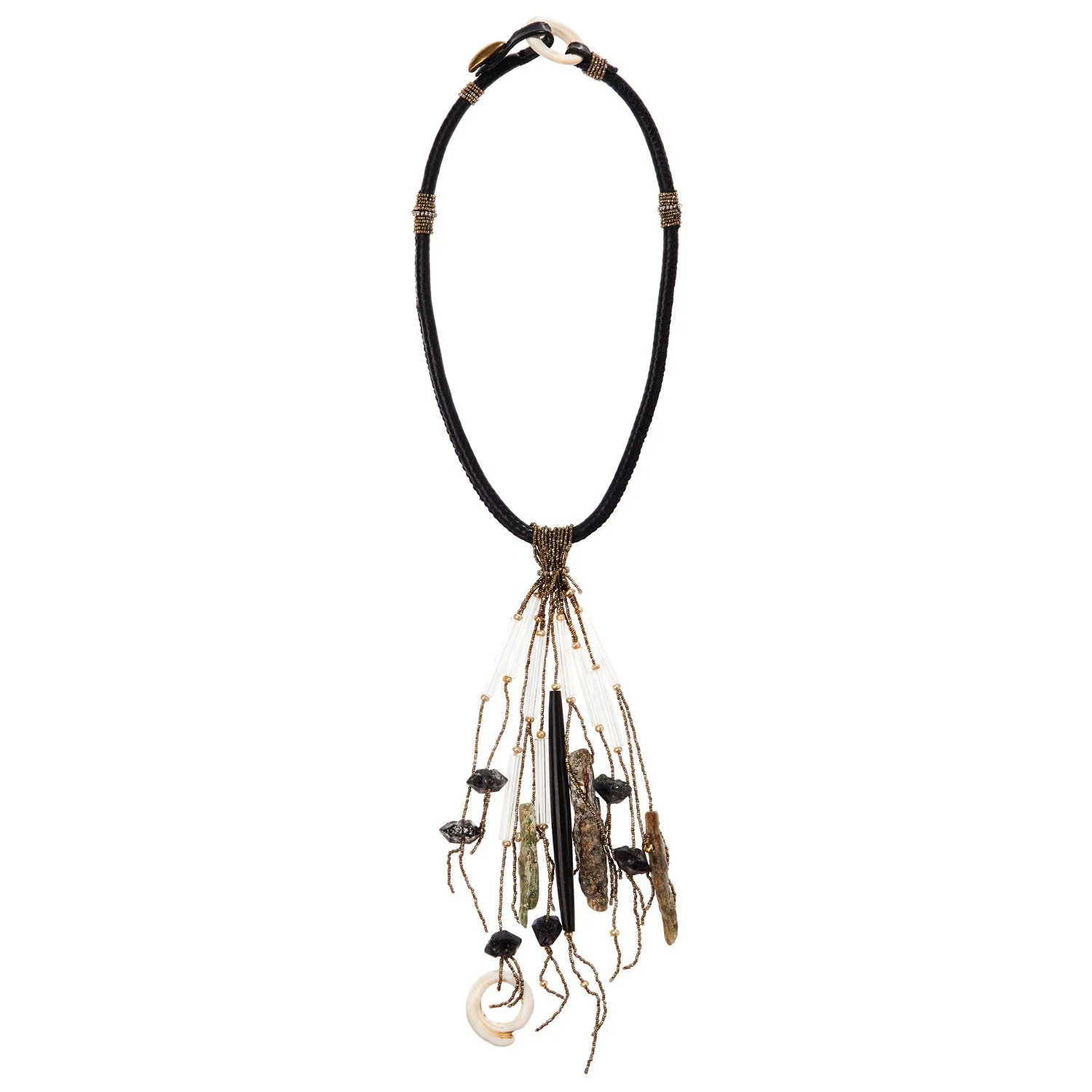 Black Leather Rope with Waterfall