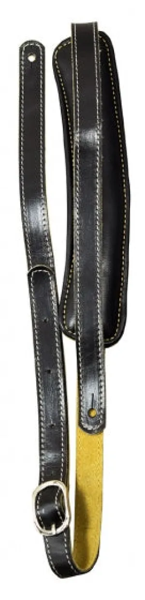Black Vintage Style Leather Guitar Strap - TGI
