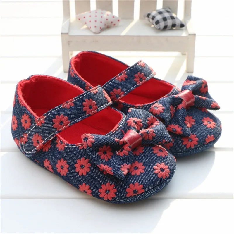 born Baby Girls Flower Shoes Toddler Soft Bottom Kids Crib First Walkers Shoes