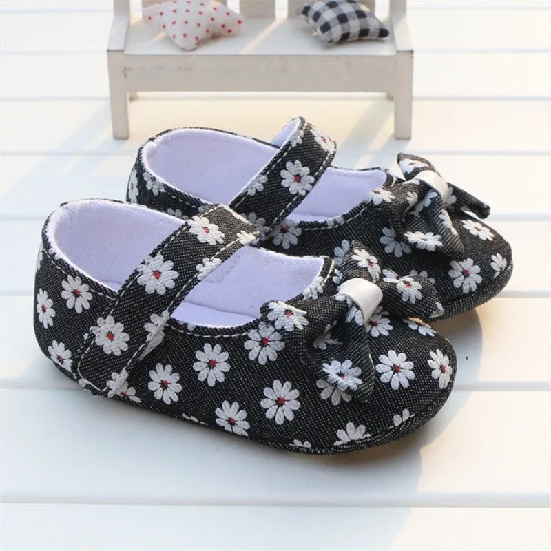 born Baby Girls Flower Shoes Toddler Soft Bottom Kids Crib First Walkers Shoes
