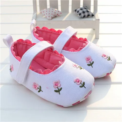 born Baby Girls Flower Shoes Toddler Soft Bottom Kids Crib First Walkers Shoes