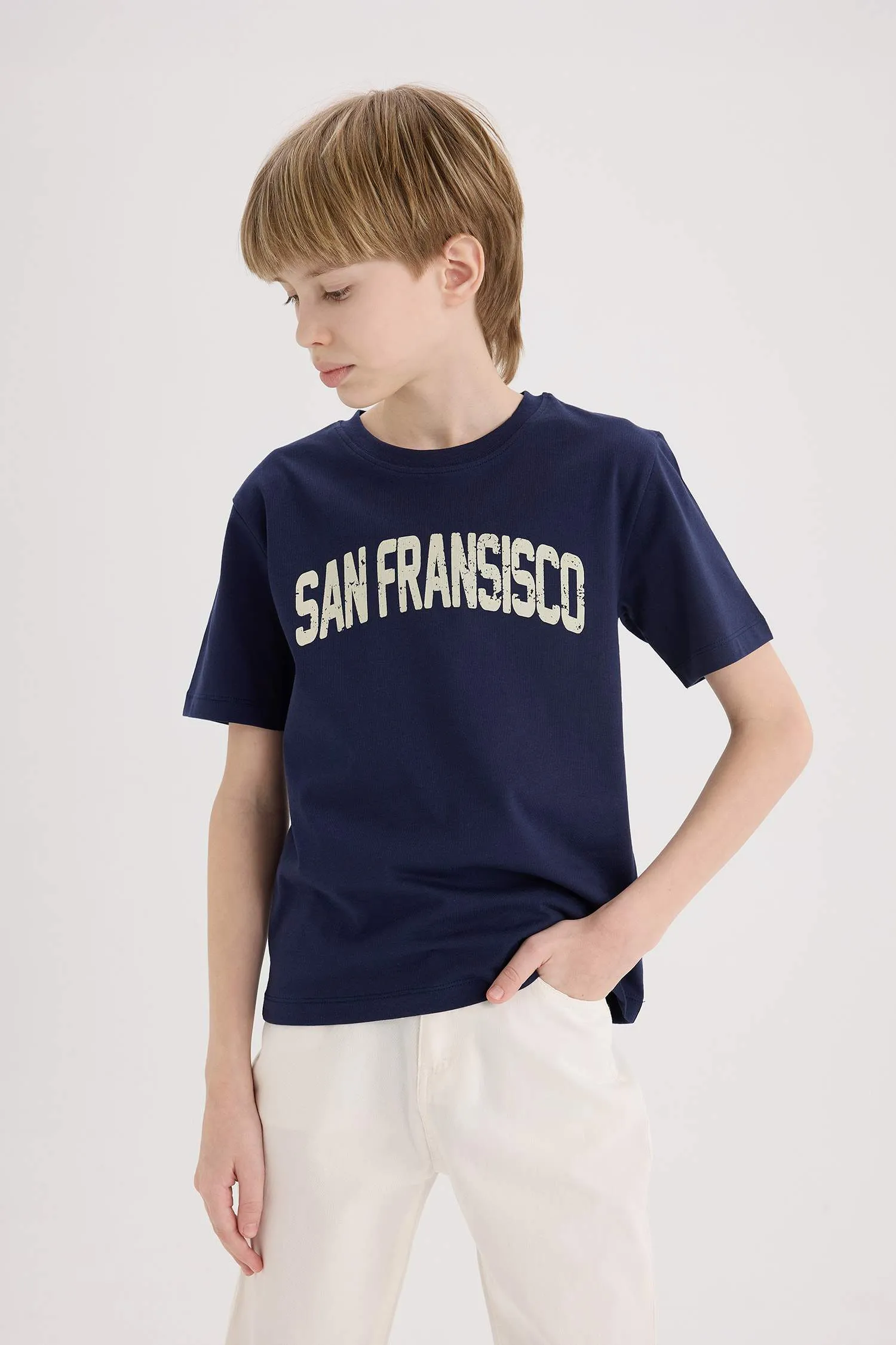 Boy Regular Fit Crew Neck Printed Short Sleeve T-Shirt