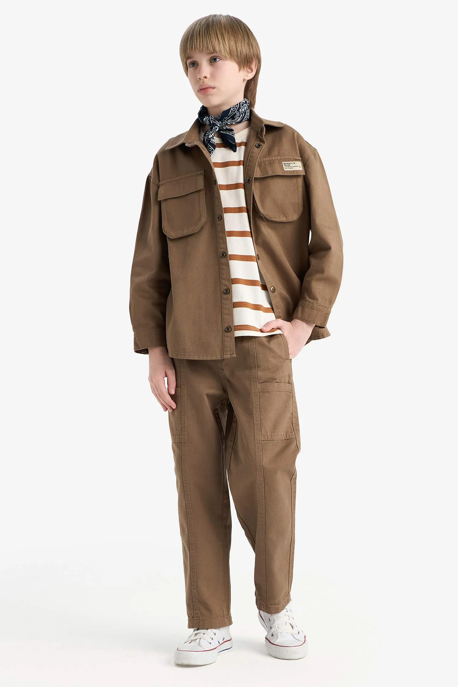 Boys Loose Fit Waist Rubber Twill Pants