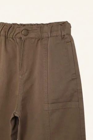 Boys Loose Fit Waist Rubber Twill Pants