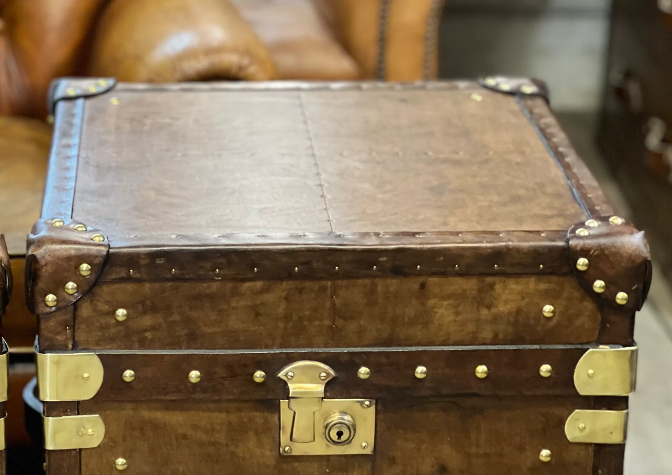 Bridle Leather Side Table Trunks