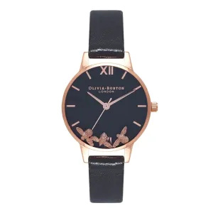Busy Bees Midi Black Dial Black and Rose Gold Watch