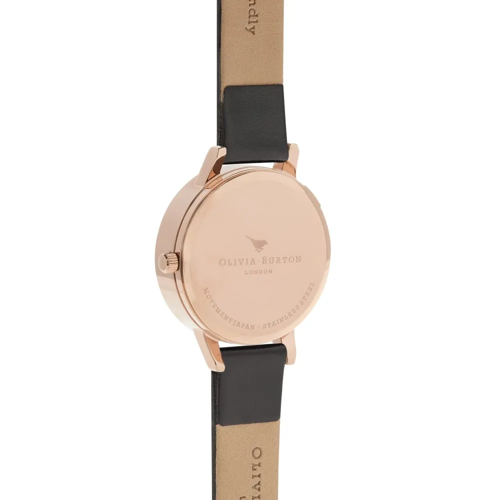 Busy Bees Midi Black Dial Black and Rose Gold Watch