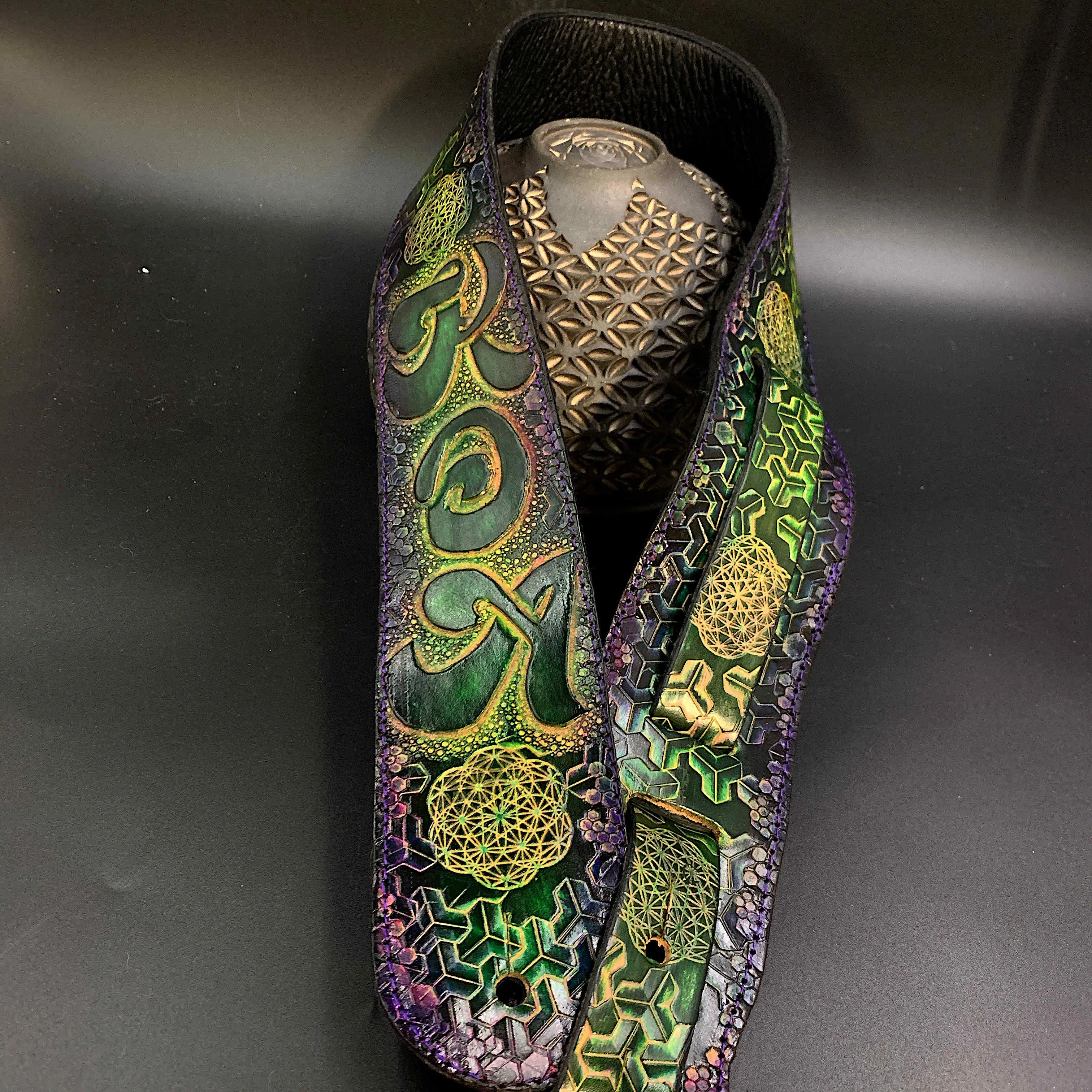 Carved Leather Guitar Strap