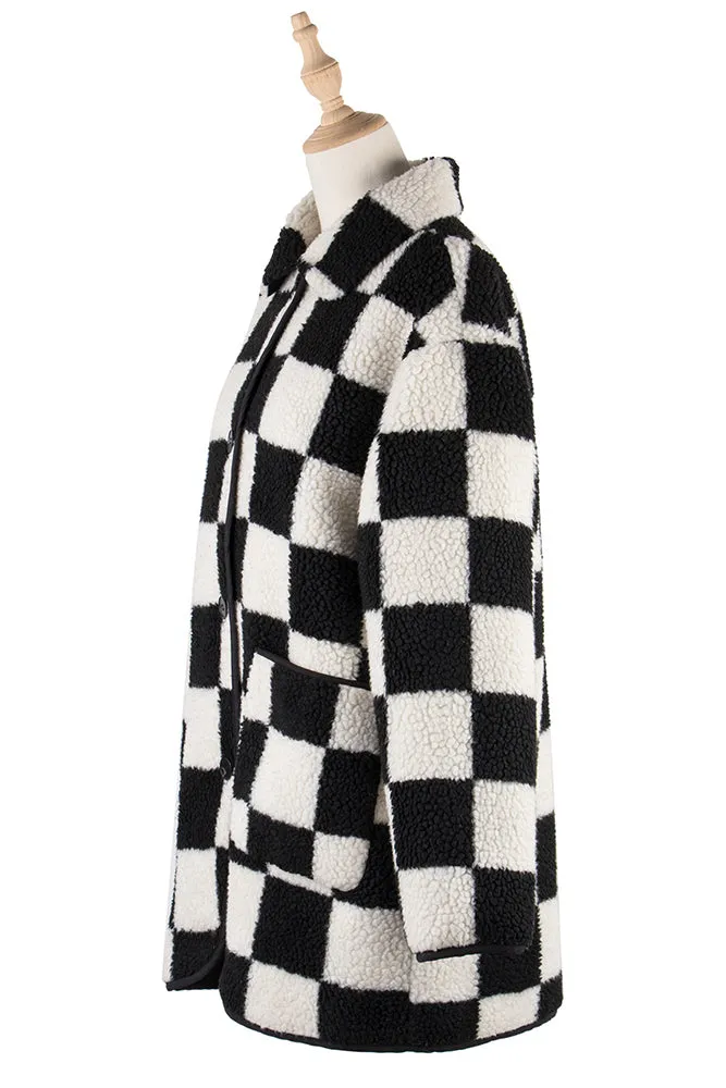 Checked Plaid Fluffy Winter Outfits Coat
