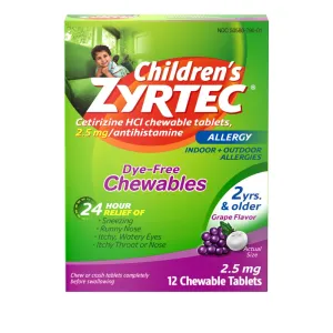 Children’s Zyrtec Allergy Dye-Free Chewables, 2 Years & Older, Grape Flavor