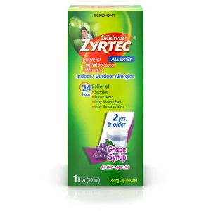 Children’s ZYRTEC® Allergy Syrup, Dye-Free, Sugar-Free Grape
