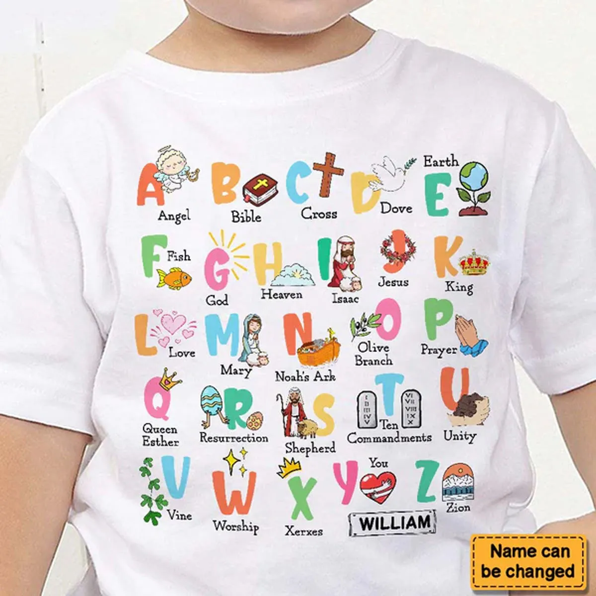 Christianartbag T-shirt, Bible Alphabet Kid T-Shirt, Children's Printed T-Shirts, CABTK01160923.