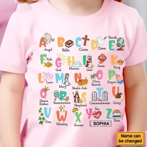 Christianartbag T-shirt, Bible Alphabet Kid T-Shirt, Children's Printed T-Shirts, CABTK01160923.