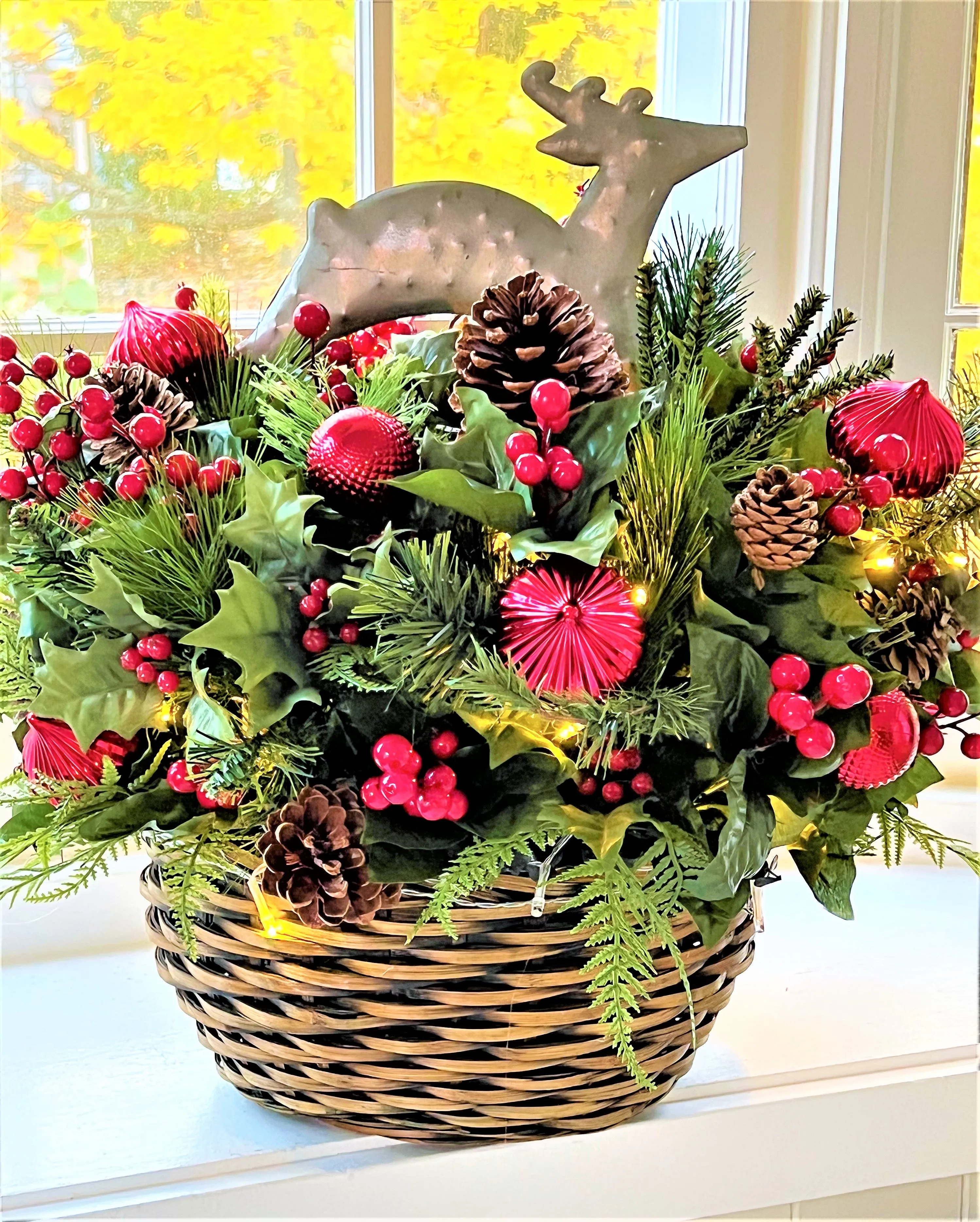 Christmas LED Battery Operated Reindeer Basket