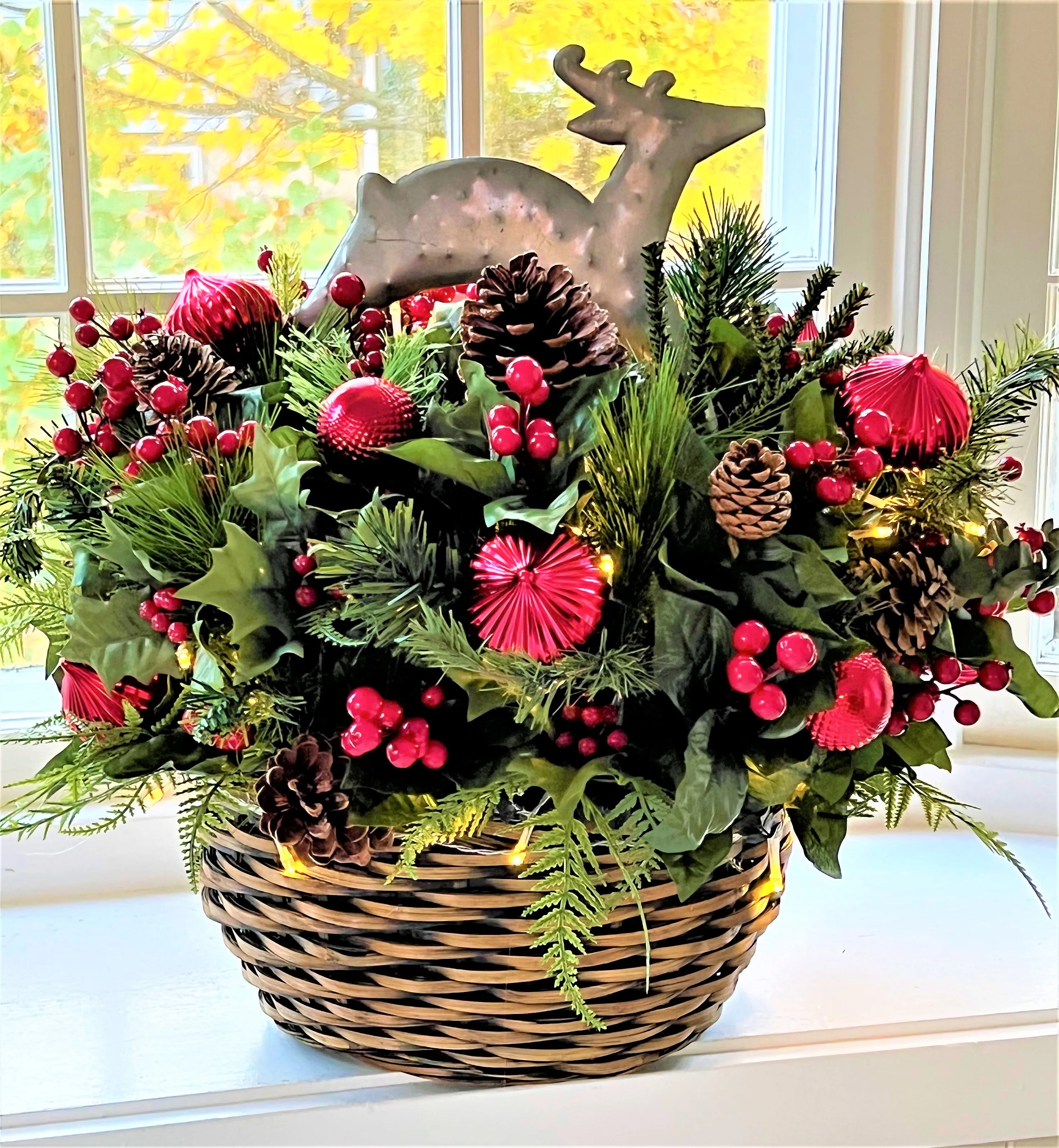 Christmas LED Battery Operated Reindeer Basket