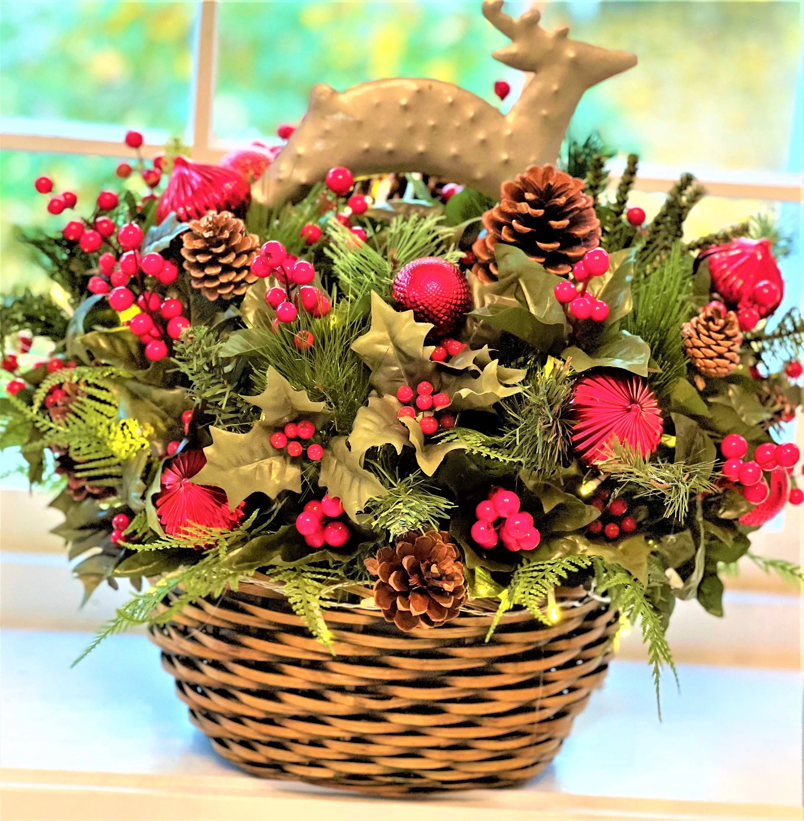 Christmas LED Battery Operated Reindeer Basket