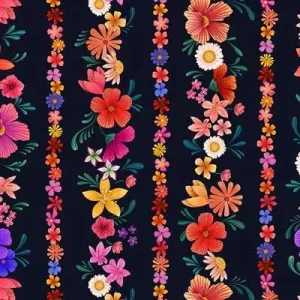Clothworks Morning Glory Floral Black Y3556-3