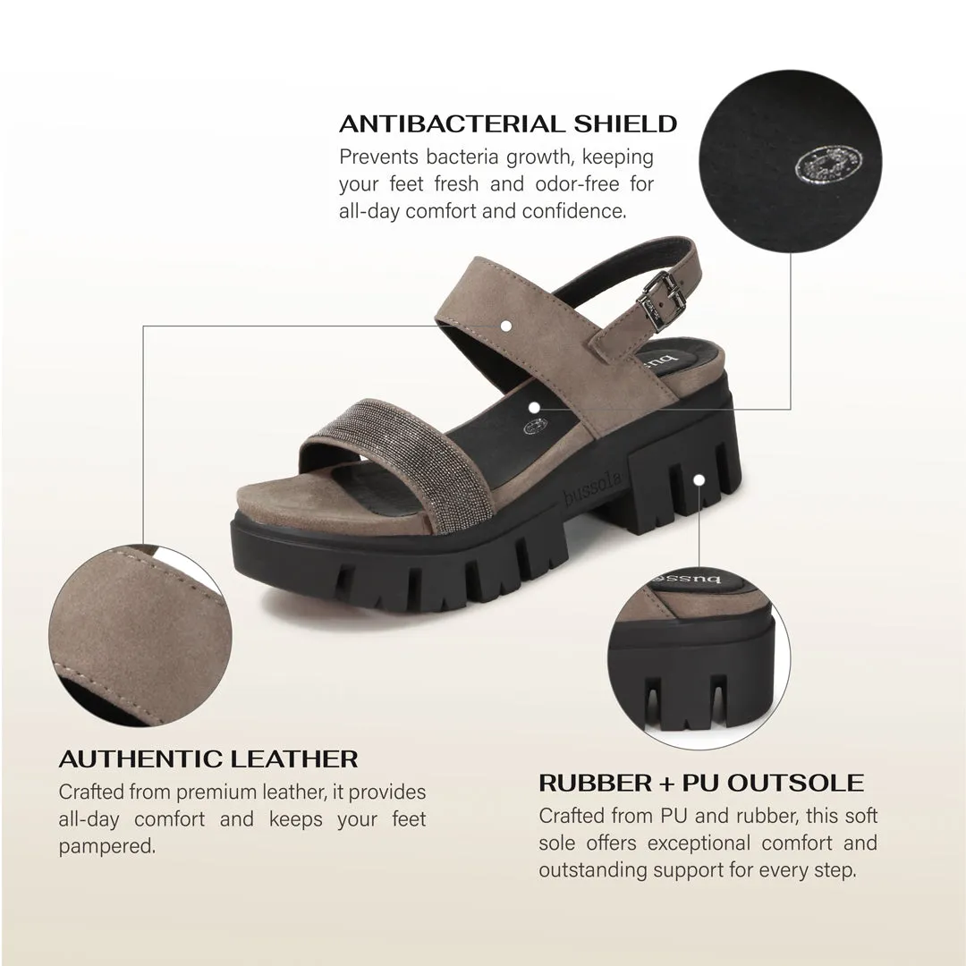 Corvara Glitter Platform Sandals (Taupe)