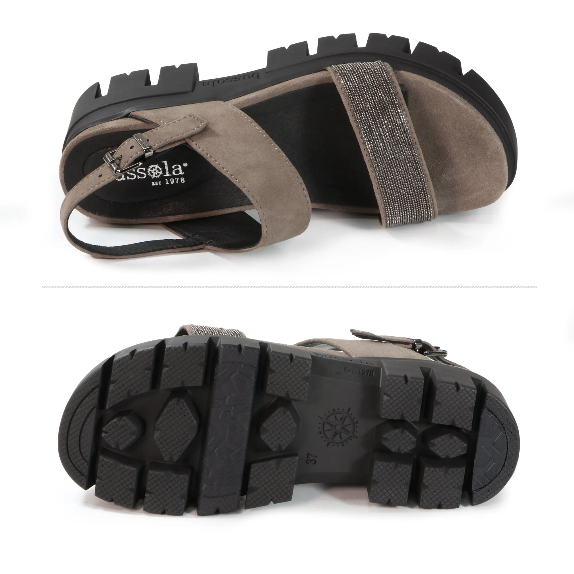 Corvara Glitter Platform Sandals (Taupe)