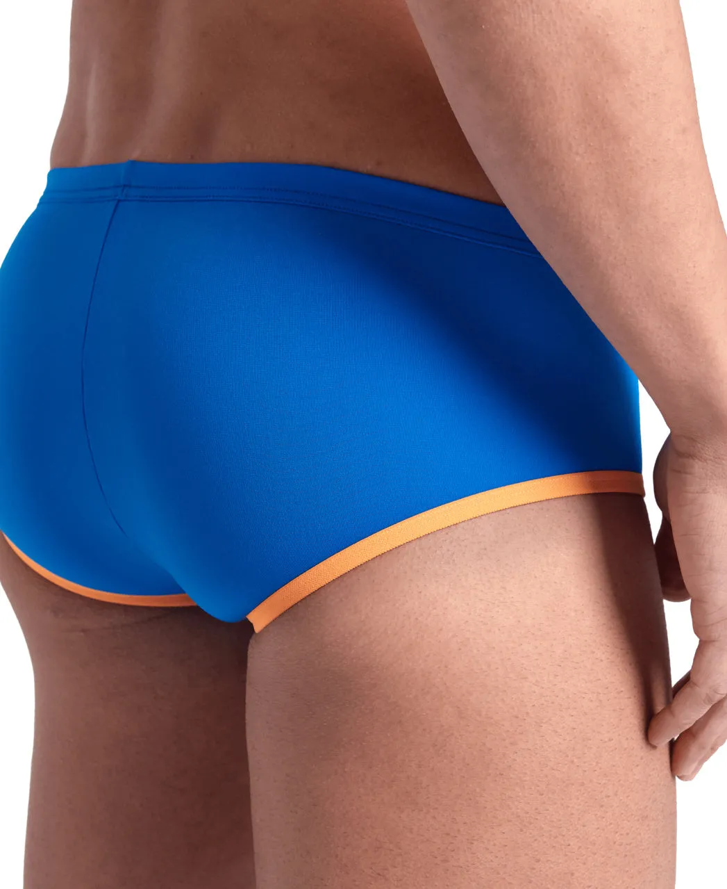 COSTUME ARENA UOMO ALTO NUOTO PISCINA SWIM BRIEFS BIG LOGO TRUNK AZZURRO