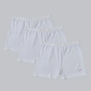 Cotton Spandex Mid Thigh Length Solid Cycling Shorts for Girls (Pack of 3)