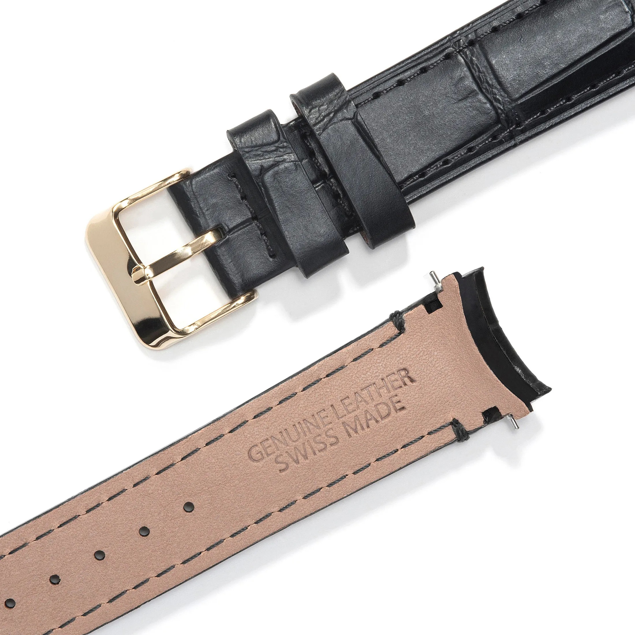Curved End Leather Strap for Rolex Datejust (5 Digit Reference) with Tang Buckle