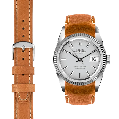 Curved End Leather Strap for Rolex Datejust (5 Digit Reference) with Tang Buckle