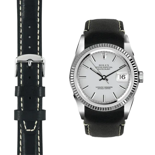 Curved End Leather Strap for Rolex Datejust (5 Digit Reference) with Tang Buckle