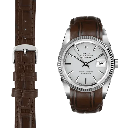 Curved End Leather Strap for Rolex Datejust (5 Digit Reference) with Tang Buckle