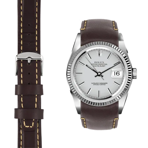 Curved End Leather Strap for Rolex Datejust (5 Digit Reference) with Tang Buckle