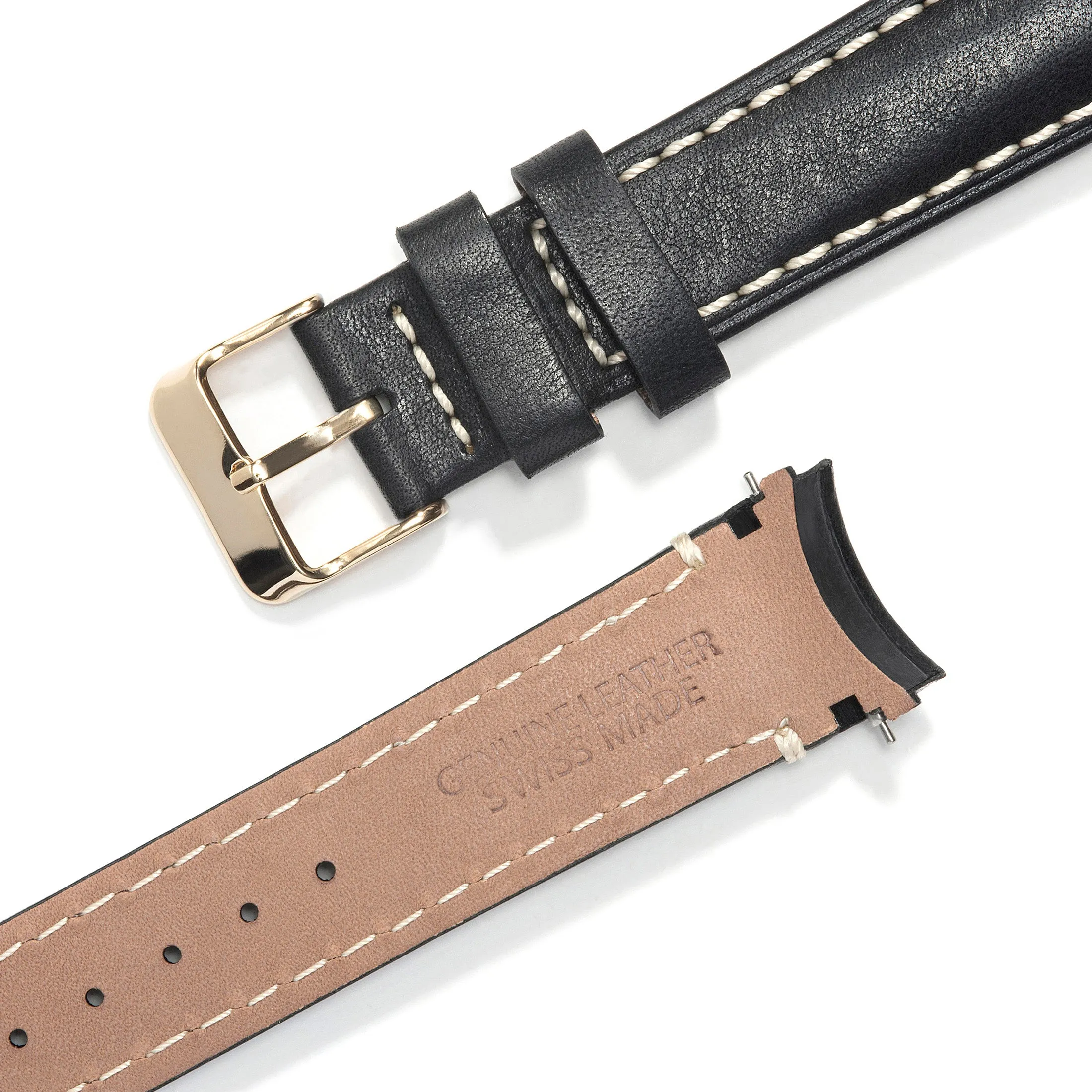 Curved End Leather Strap for Rolex Datejust (5 Digit Reference) with Tang Buckle