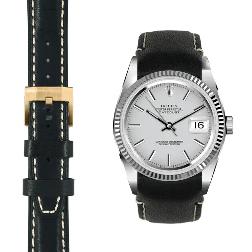 Curved End Leather Strap for Rolex Datejust (5 Digit Reference) with Tang Buckle