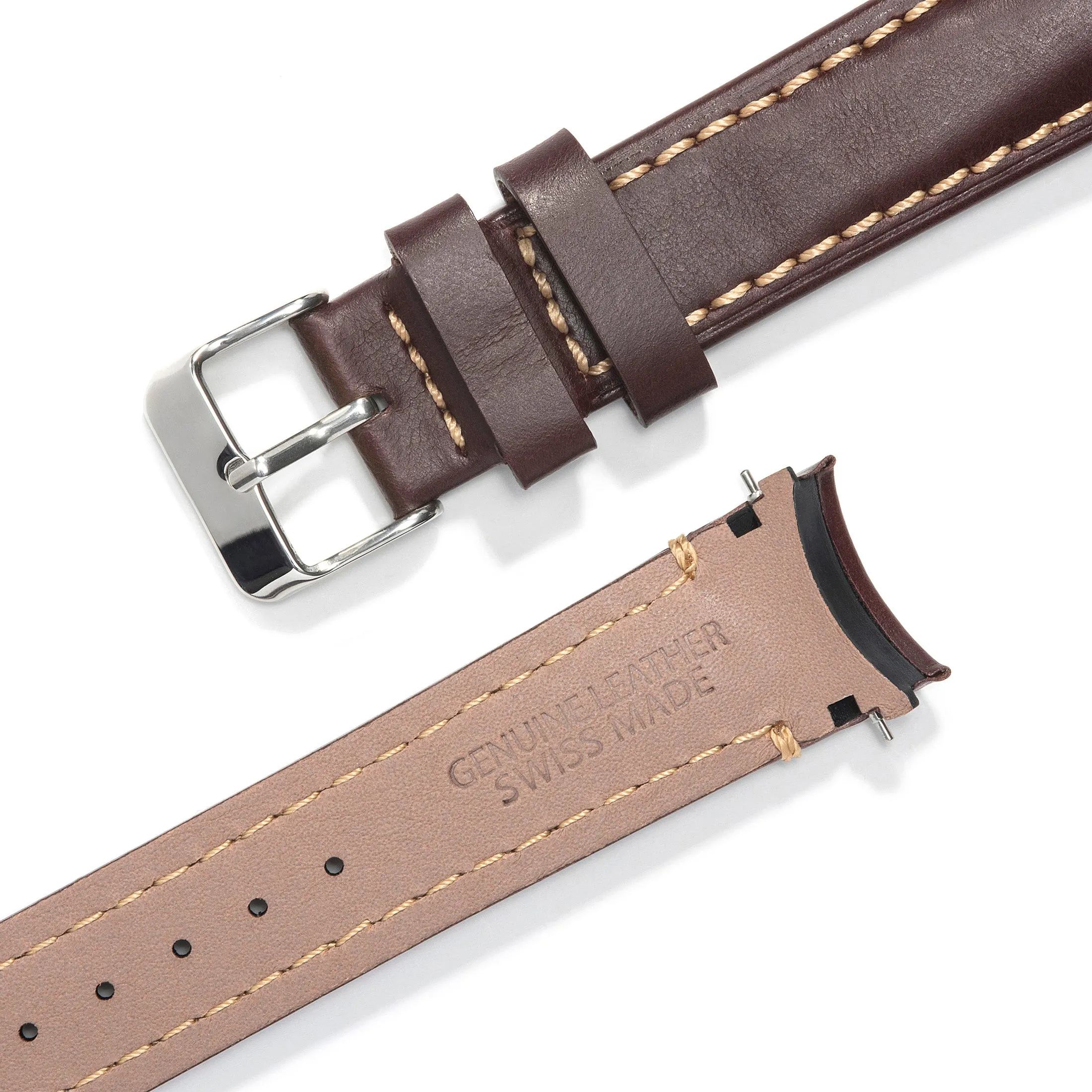 Curved End Leather Strap for Rolex Datejust (5 Digit Reference) with Tang Buckle